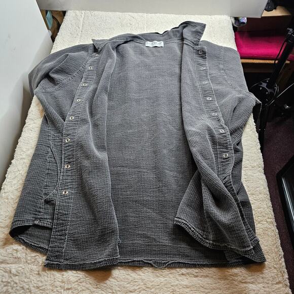 EzzE Wear Collection 2XL Vintage gray Rippled Shirts. Snap Buttondown. Grunge - Picture 10 of 14